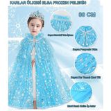 MCM Group Karlar Ülkesi Elsa Frozen Mavi Pelerin – 80 cm Kar Desenli Çocuk Pelerini ( Taç Hariç )