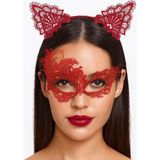 mcm group kırmızı dantel maske ve taç seti 1 no - kostüm seti