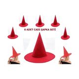 MCM Group Kırmızı Keçe Cadı Şapkası Yetişkin-Çocuk Uyumlu