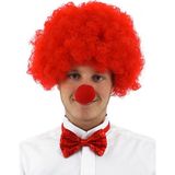 MCM Group Kırmızı Renk Kıvırcık Afro Bonus Peruk Takma Saç ve Kırmızı Burun Seti - Lisinya