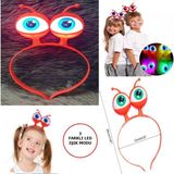 MCM Group LED Işıklı Pilli 3 Farklı Modda Yanan Uzaylı Göz Parti Tacı Kırmızı Renk 18X12 cm - Lisinya