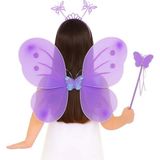 MCM Group Lila Mor Kelebek Kız Seti – 50 cm Kelebek Kanadı, Taç ve Asa