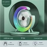 MCM Group Masaüstü Vantilatör USB Şarjlı Rgb LED Işıklı 3 Kademeli 180° Ayarlanabilir Soğutucu Fan Yeşil - Lisinya
