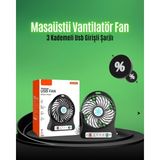 MCM Group Mini USB Fan – Şarj Edilebilir, Işıklı, 3 Kademe, Taşınabilir Masaüstü Vantilatör