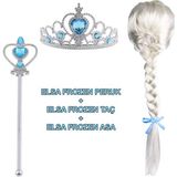 MCM Group Örgülü Karlar Ülkesi Frozen Elsa Peruğu Tacı ve Sopası Çocuk Boy - Lisinya