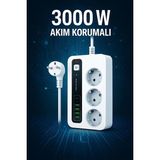 MCM Group P10 3x Priz 3000W Akım Korumalı 4x USB 2x Type-C Girişli Çoklu Priz - Lisinya