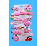 MCM Group Pembe Tema 14 Lü Set Çocuk Saç Tokası Seti Çoklu Figürlü Toka Set