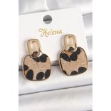 MCM Group Pirinç Gold Renk Sallantı Kare Leopar Model Kadın Küpe - Lisinya