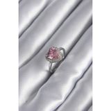 MCM Group Pirinç Gümüş Renk Pembe Zirkon Taş Kalp Charm Model Kadın Yüzük - Lisinya