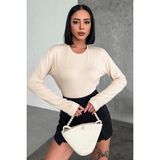 MCM Group Rahat ve Şık Uzun Kollu Bisiklet Yaka Likralı Viskon Penye Body Bej ( Lisinya )