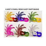 MCM Group Rengarenk Kağıt Parti Balo Maskesi 6 Adet