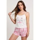 MCM Group Renkli Kedi Desenli Askılı Şortlu Kadın Pijama Takımı