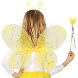 MCM Group Sarı Kelebek Erkek-Kız Seti – 50 cm Kelebek Kanadı, Taç ve Asa - Lisinya