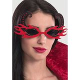 MCM Group Siyah Boynuzlu Kırmızı Renk Alevli Parti Gözlüğü 21X10 cm - Lisinya