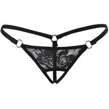 MCM Group Siyah Dantelli Özel Bölgesi Açık G-String TM1167