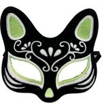 MCM Group Siyah Renk Süet Kaplama Üzeri Gümüş Yeşil Simli Kedi Maskesi 17X14 cm - Lisinya