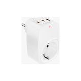 MCM Group Tekli Yüksek Voltaj Korumalı Duvar Prizi 2x Type-C 1x USB Çıkışlı Priz Grup Priz Çoğaltıcı Beyaz ( Lisinya )