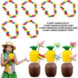 MCM Group Tropikal Hawaii Parti Malzemeleri – Kolye, Pipet, Bardak Seti - Lisinya
