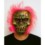MCM Group Wild Skull - Bakır Kafatası Pembe Saçlı Iskelet Maske - Lisinya