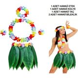 MCM Group Yetişkin Hawaii Kostüm Seti - Yaprak Etek Hawaii Set - 5 Parça - Lisinya