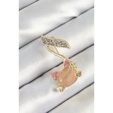 MCM Group Zirkon Taşlı 3D Kedi Detaylı Nota Figürlü Gold Renk Kadın Broş