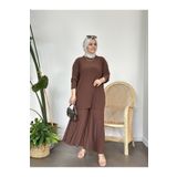 MÇmoda Harika Komple Piliseli Bol Paça Pantolon Ve Tunik Sandy Takım