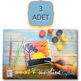 Mcolor 35 x 50 cm 15 Yaprak Karton Kapak Spiralli Resim Defteri 3 Adet