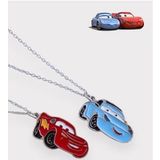 Mcqueen & Sally Kırmızı Mavi Şimşek Cars Çift Kolye