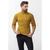 MCR Çizgi Desenli Yeşil Slim Fit Tam Balıkçı Yaka Erkek Triko Kazak - 2XL