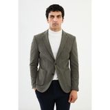 MCR Çizgili Haki Slim Fit Torba Cep Mono Yaka Kadife Erkek Ceket - 50