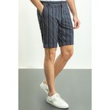 MCR Çizgili Kamel Rengi Super Slim Fit Erkek Şort - 38 - Lacivert - Camel