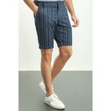 MCR Çizgili Lacivert Renk Super Slim Fit Erkek Şort - 33 - Lacivert-Mavi