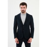 MCR Çizgili Lacivert Slim Fit Torba Cep Mono Yaka Kadife Erkek Ceket - 52