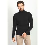 MCR Çizgili Siyah Renk Slim Fit Tam Balıkçı Yaka Erkek Kazak