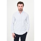 MCR Çizgili Slim Fit Dik Yaka Erkek Gömlek - Lacivert - 2XL