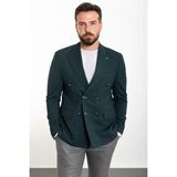 MCR Çizgili Slim Fit Geniş Yaka Kruvaze Erkek Ceket - 46 - Zümrüt