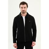 MCR Çizgili Slim Fit Gömlek Yaka Baharlık Erkek Mont - Siyah - 50
