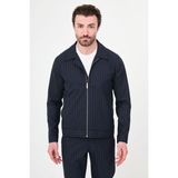 MCR Çizgili Slim Fit Gömlek Yaka Fermuarlı Erkek Mont Pantolon - Lacivert - 48