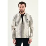 MCR Çizgili Slim Fit Gömlek Yaka Yandan Cepli Erkek Mont - Lacivert - 48