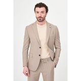 MCR Çizgili Slim Fit Mono Yaka Pantolonu Ipli Erkek Takım Elbise - Bej - 6 Drop - 50