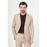 MCR Çizgili Slim Fit Mono Yaka Pantolonu Ipli Erkek Takım Elbise - Vizon - 6 Drop - 56