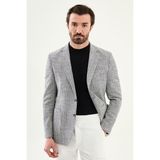 MCR Çizgili Slim Fit Mono Yaka Torba Cep Erkek Ceket - 48 - Lacivert