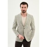 MCR Çizgili Slim Fit Mono Yaka Torba Cep Erkek Ceket - 52 - Haki