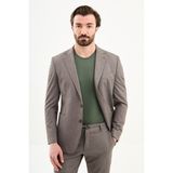 MCR Çizgili Slim Fit Mono Yaka Torba Cep Pantolonu İpli Erkek Takım Elbise - Vizon - 6 Drop - 50