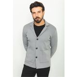 Mcr Çizgili Torba Cep Slim Fit Yün Erkek Triko Ceket Antrasit - 11230.22k