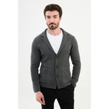 MCR Desenli Antrasit Slim Fit Yün Erkek Triko Ceket - XL