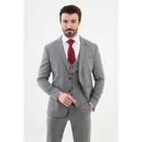 MCR Desenli Gri Slim Fit Mono Yaka Klasik Yün Erkek Takım Elbise - 46 - 6 Drop