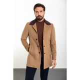 MCR Desenli Kamel Rengi Slim Fit Yaka Detaylı Kaşe Erkek Kaban - 50