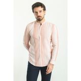 MCR Desenli Kiremit Rengi Slim Fit Hakim Yaka Uzun Kollu Erkek Gömlek - 2XL - Beyaz - Kiremit