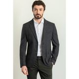 MCR Desenli Siyah Renk Slim Fit Mono Yaka Keten Erkek Ceket - 46